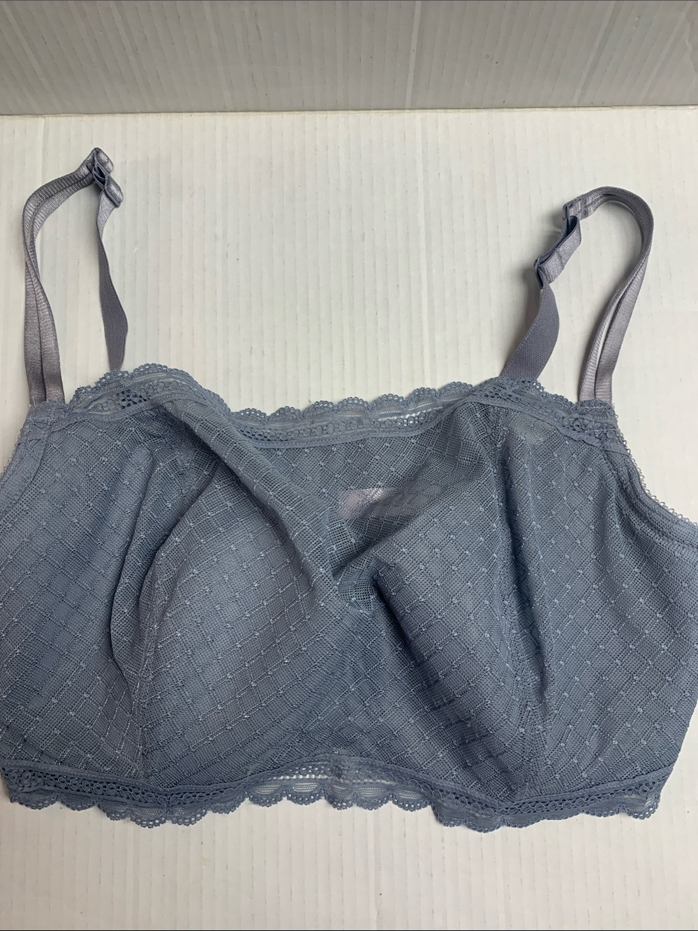 Cacique Gray Lace Polka Dot Underwire Bra Plus Size 42DDD
